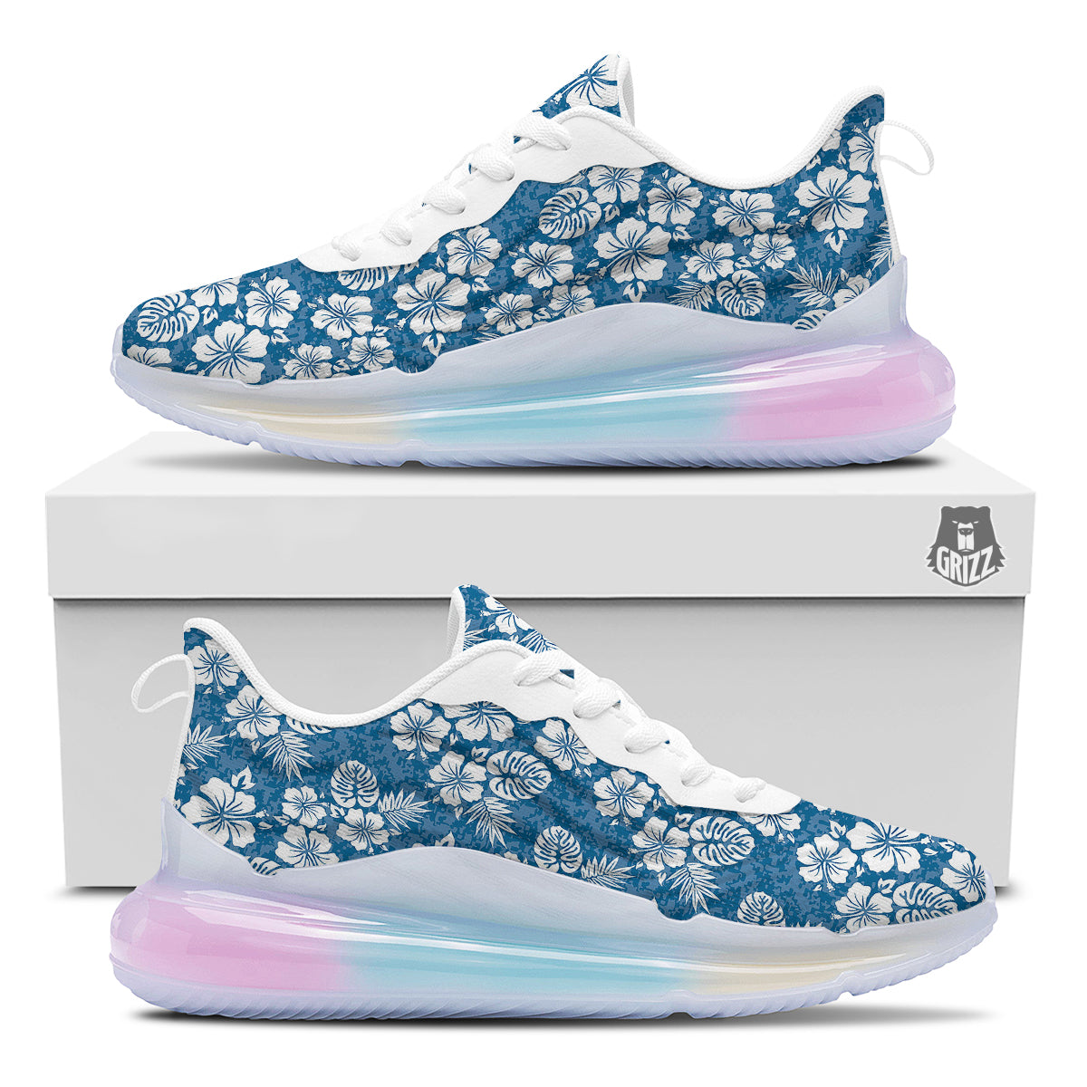 Camo Flower Aloha Hawaiian Print Pattern Running Sneakers-grizzshop