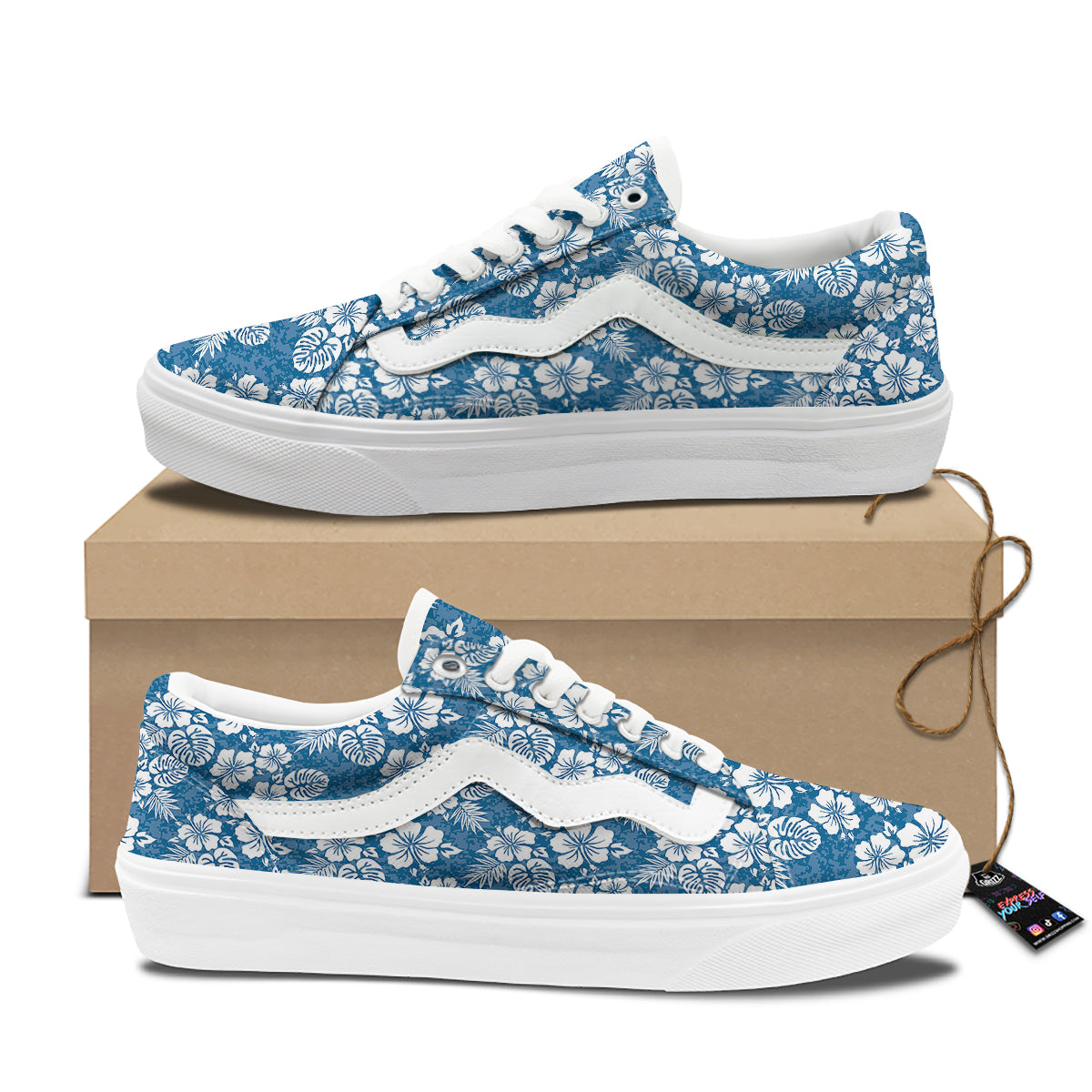 Camo Flower Aloha Hawaiian Print Pattern Skate Shoes-grizzshop