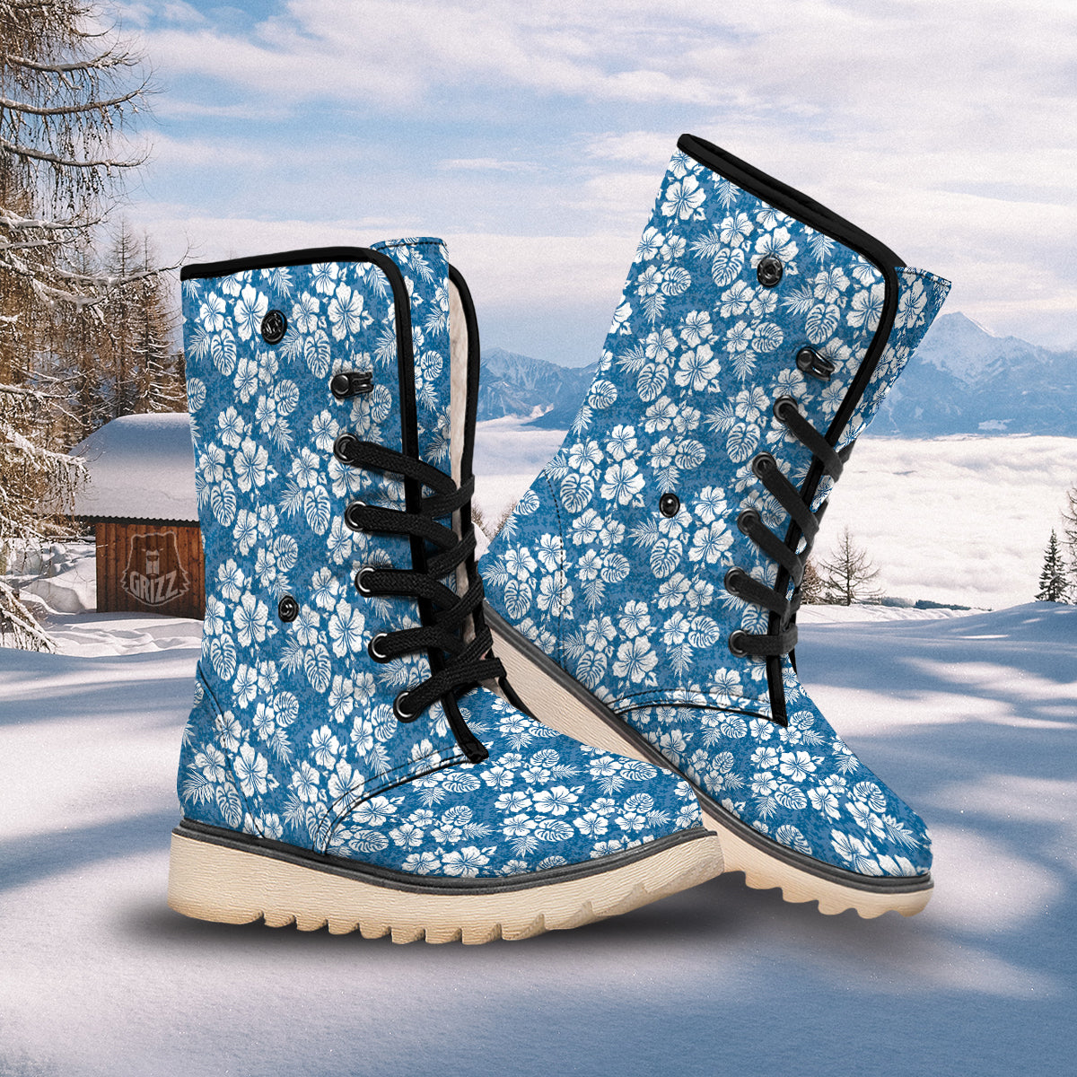 Camo Flower Aloha Hawaiian Print Pattern Snow Boots-grizzshop