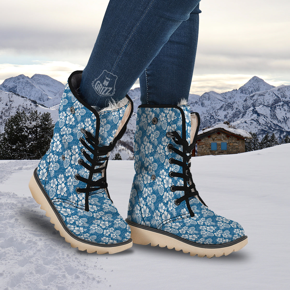 Camo Flower Aloha Hawaiian Print Pattern Snow Boots-grizzshop