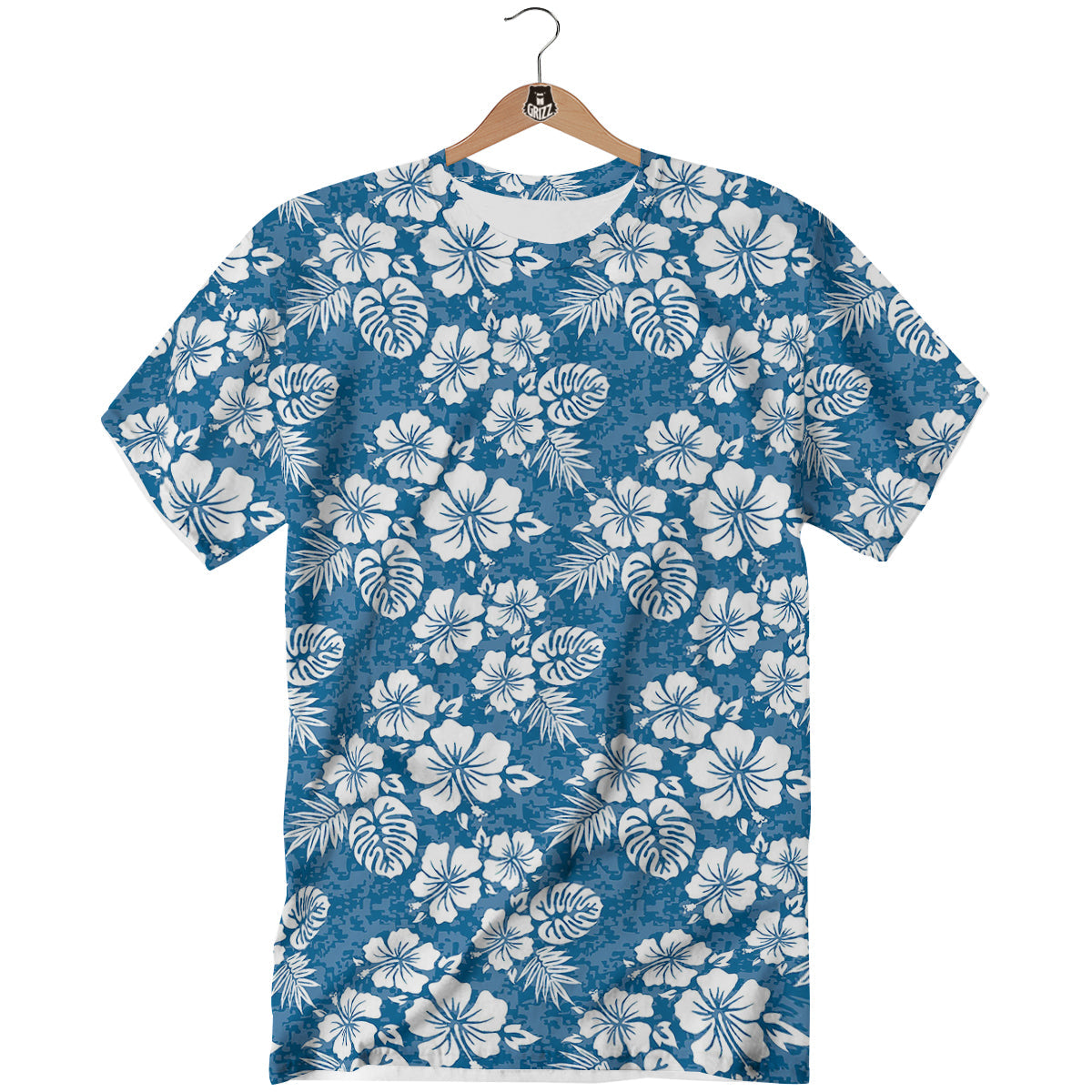 Camo Flower Aloha Hawaiian Print Pattern T-Shirt-grizzshop