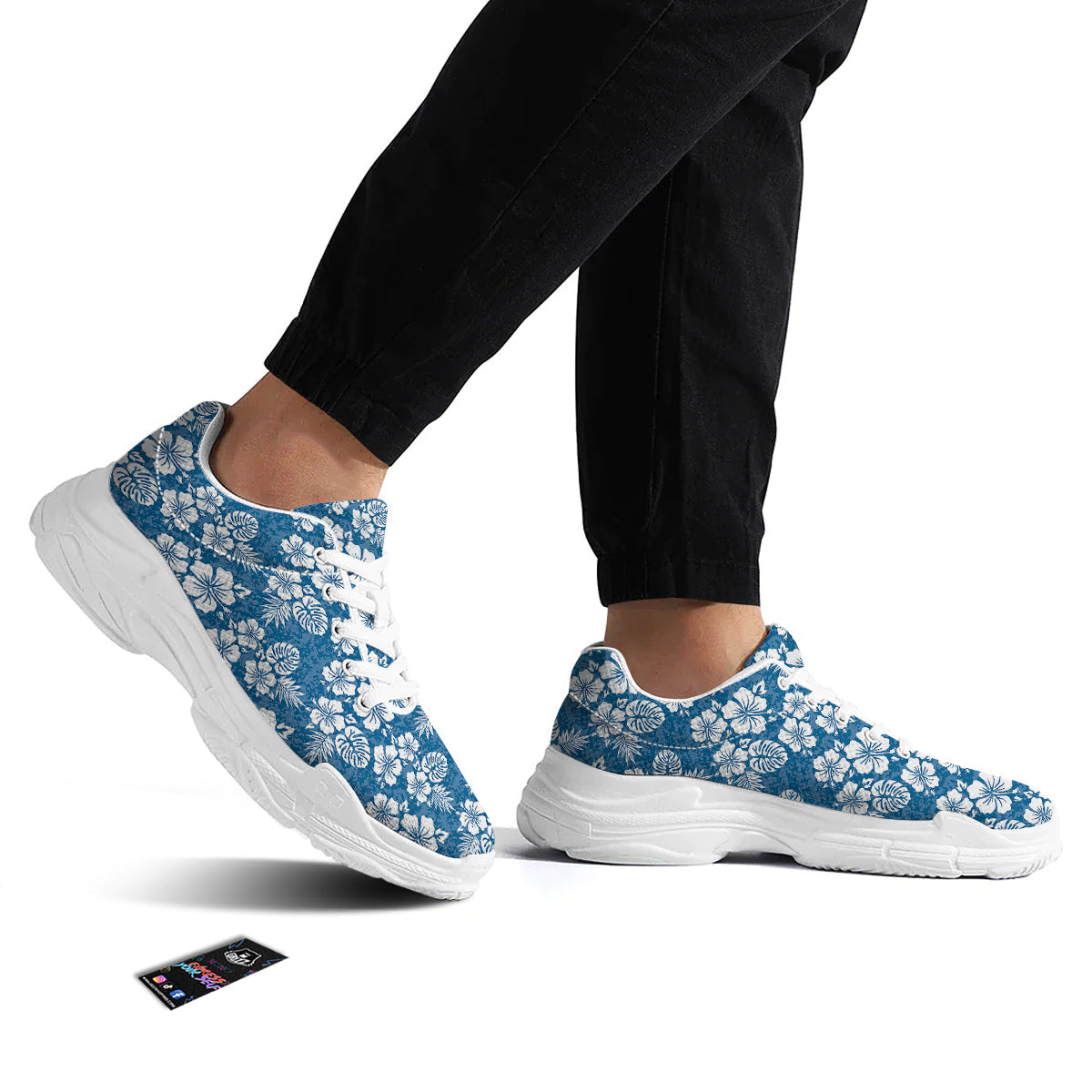 Camo Flower Aloha Hawaiian Print Pattern White Chunky Shoes-grizzshop