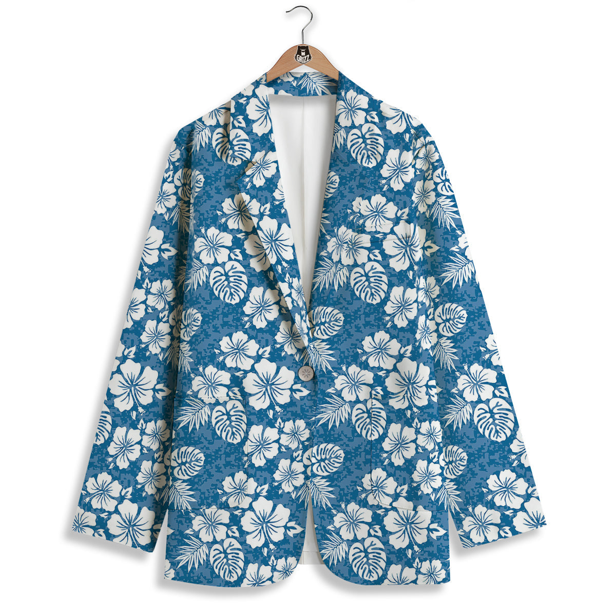 Camo Flower Aloha Hawaiian Print Pattern Women's Blazer-grizzshop