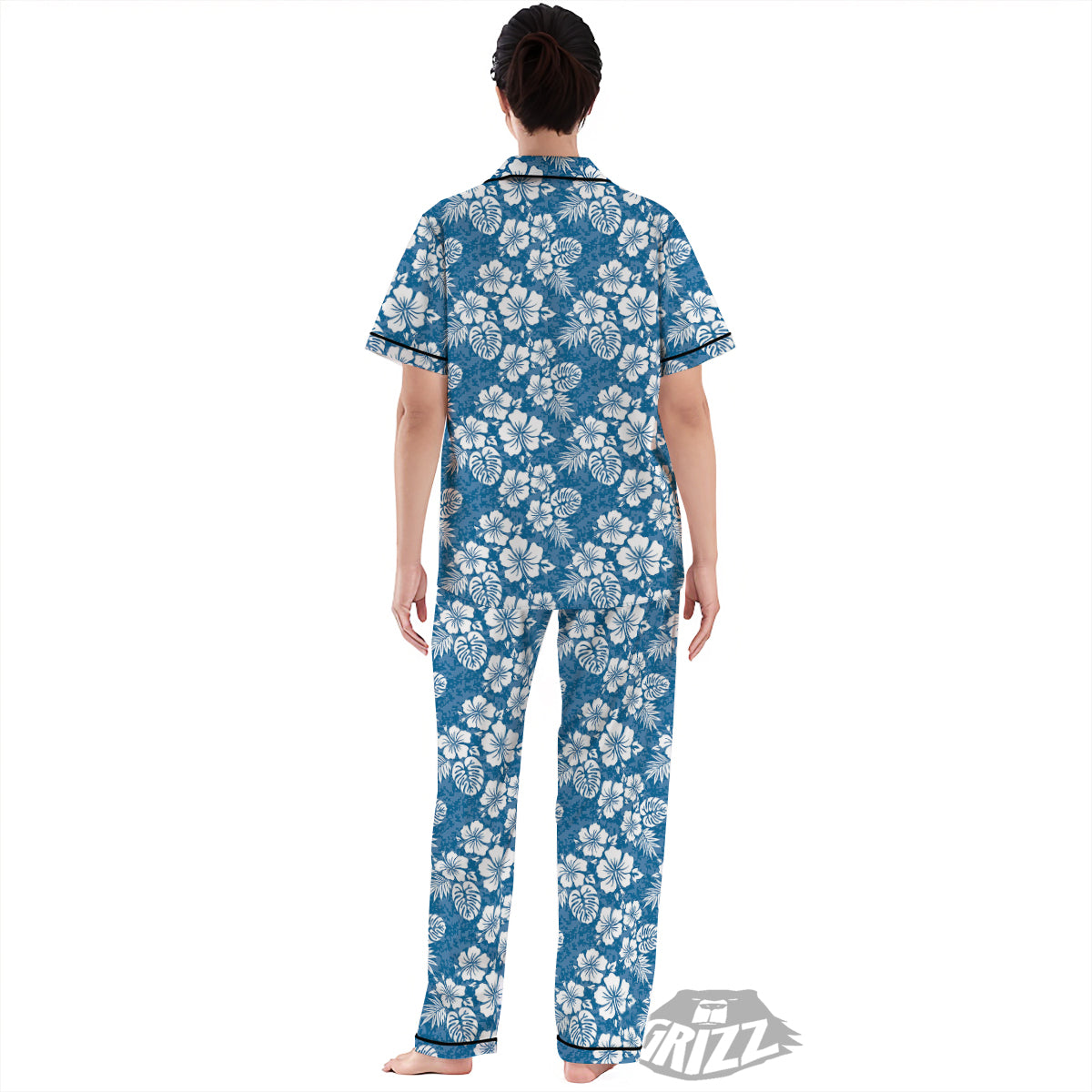 Camo Flower Aloha Hawaiian Print Pattern Women's Pajamas Set-grizzshop