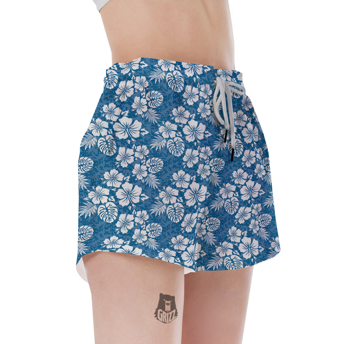 Camo Flower Aloha Hawaiian Print Pattern Women's Shorts-grizzshop