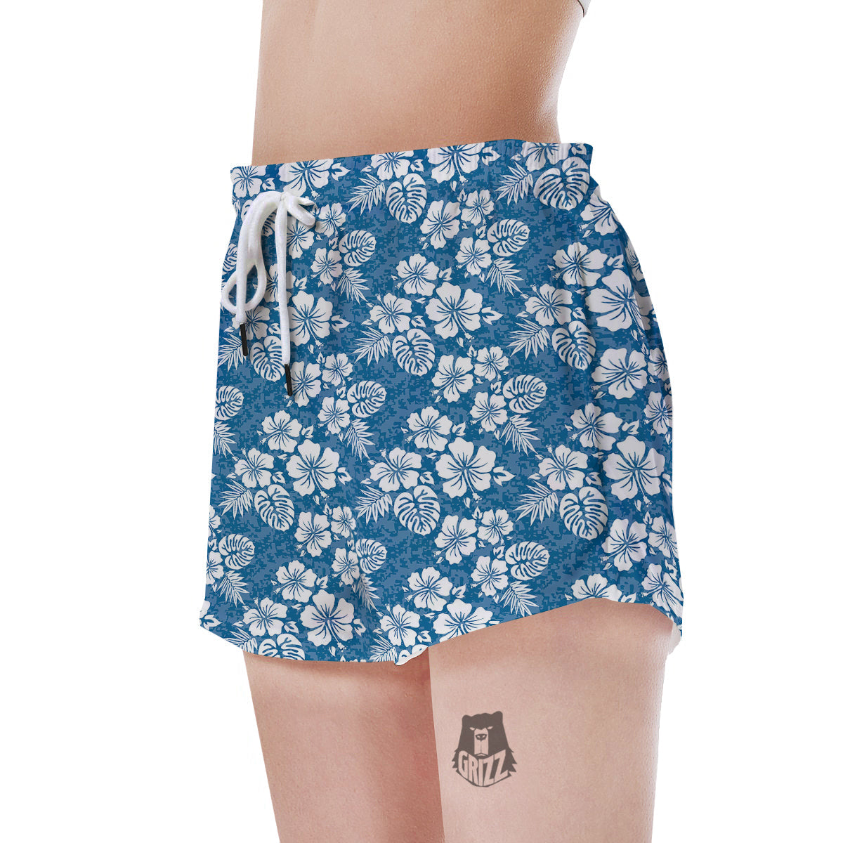 Camo Flower Aloha Hawaiian Print Pattern Women's Shorts-grizzshop
