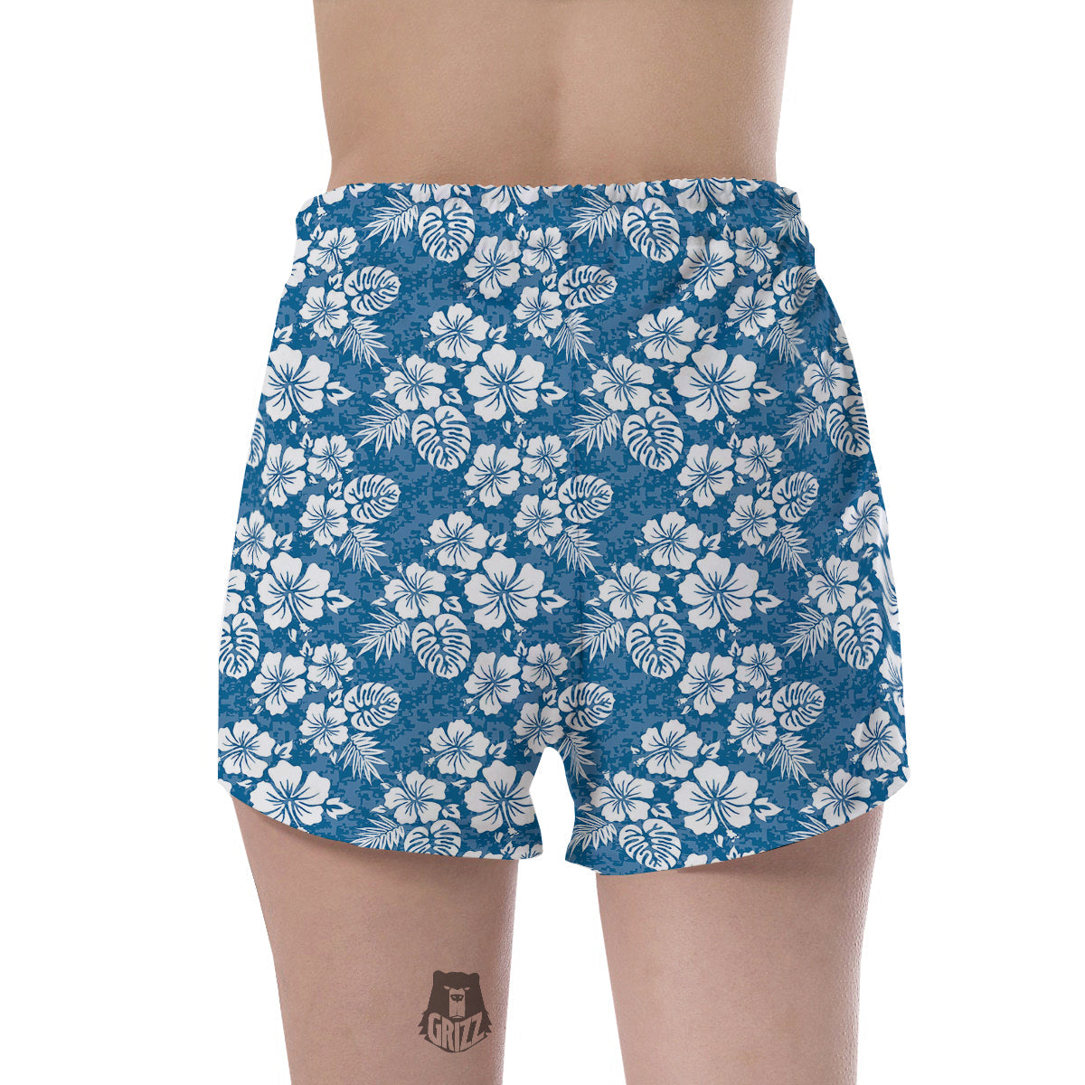 Camo Flower Aloha Hawaiian Print Pattern Women's Shorts-grizzshop