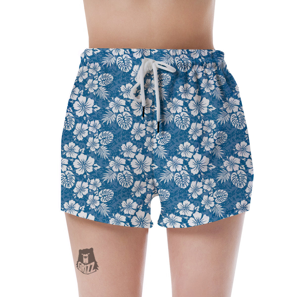 Camo Flower Aloha Hawaiian Print Pattern Women's Shorts-grizzshop