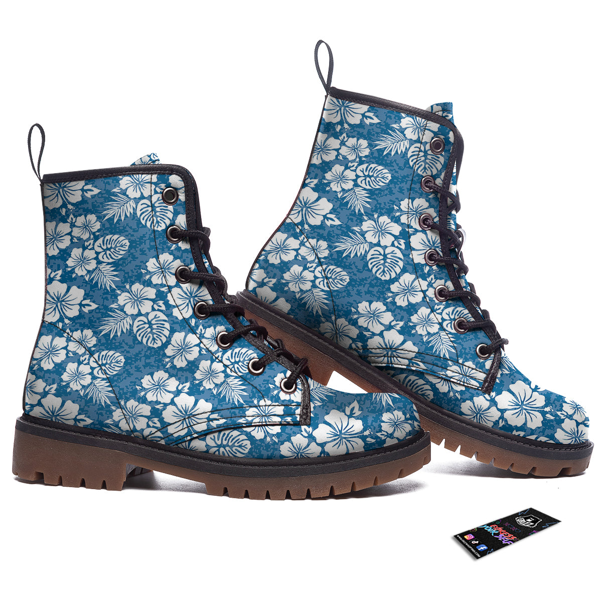 Camo Flower Aloha Hawaiian Print Pattern Work Boots-grizzshop
