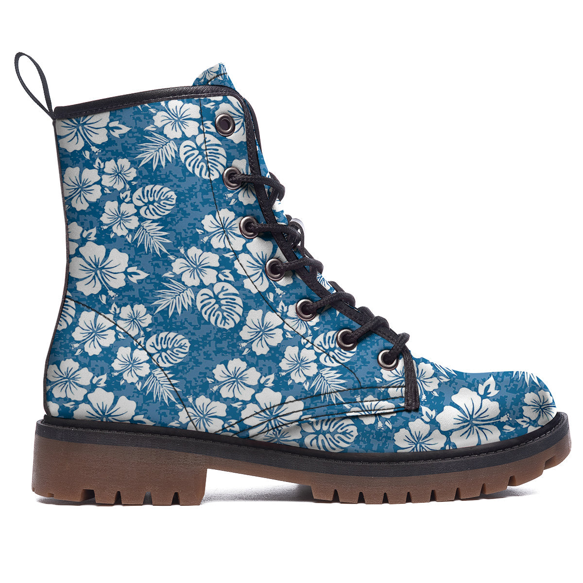 Camo Flower Aloha Hawaiian Print Pattern Work Boots-grizzshop