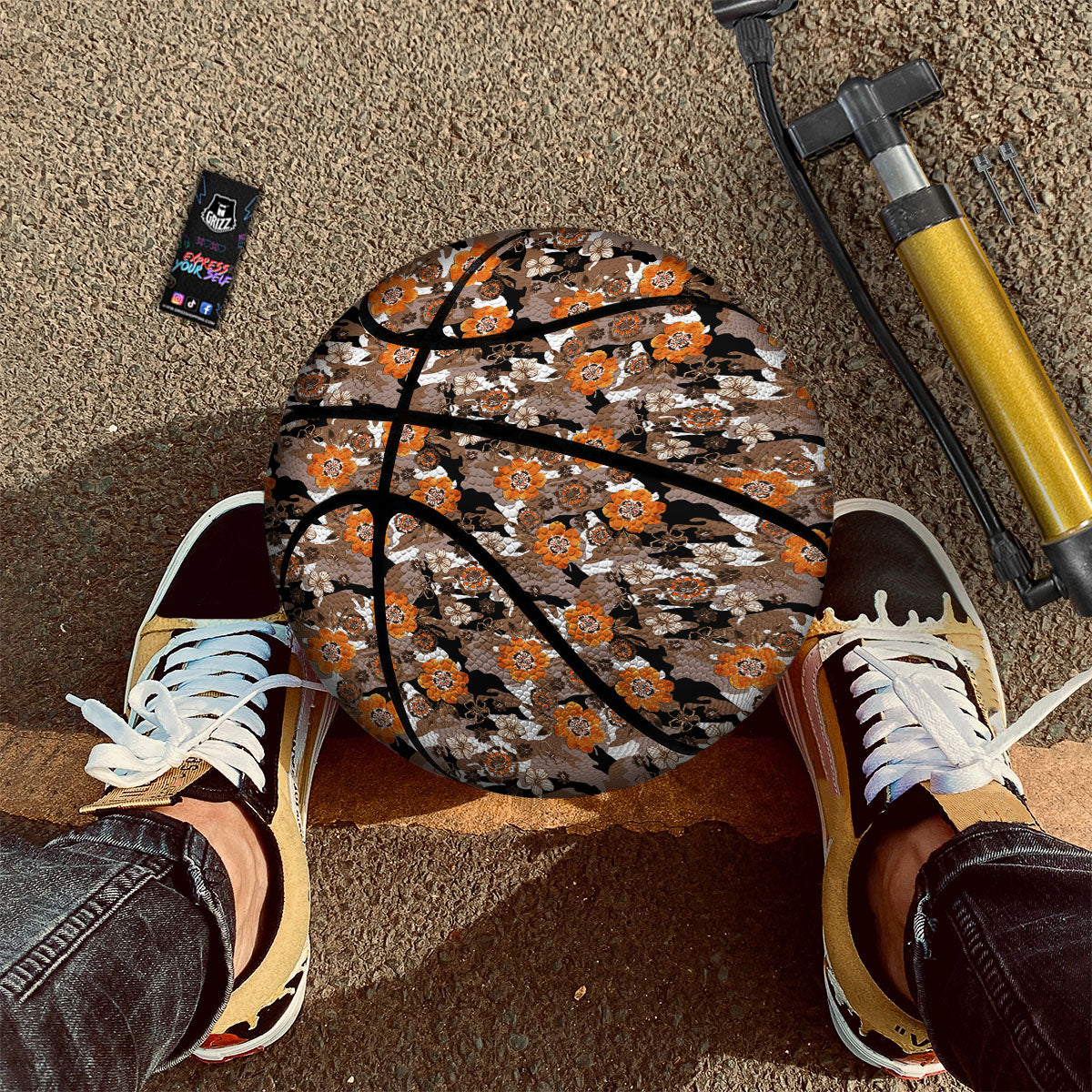 Camo Flower Brown Hawaiian Print Pattern Basketball-grizzshop