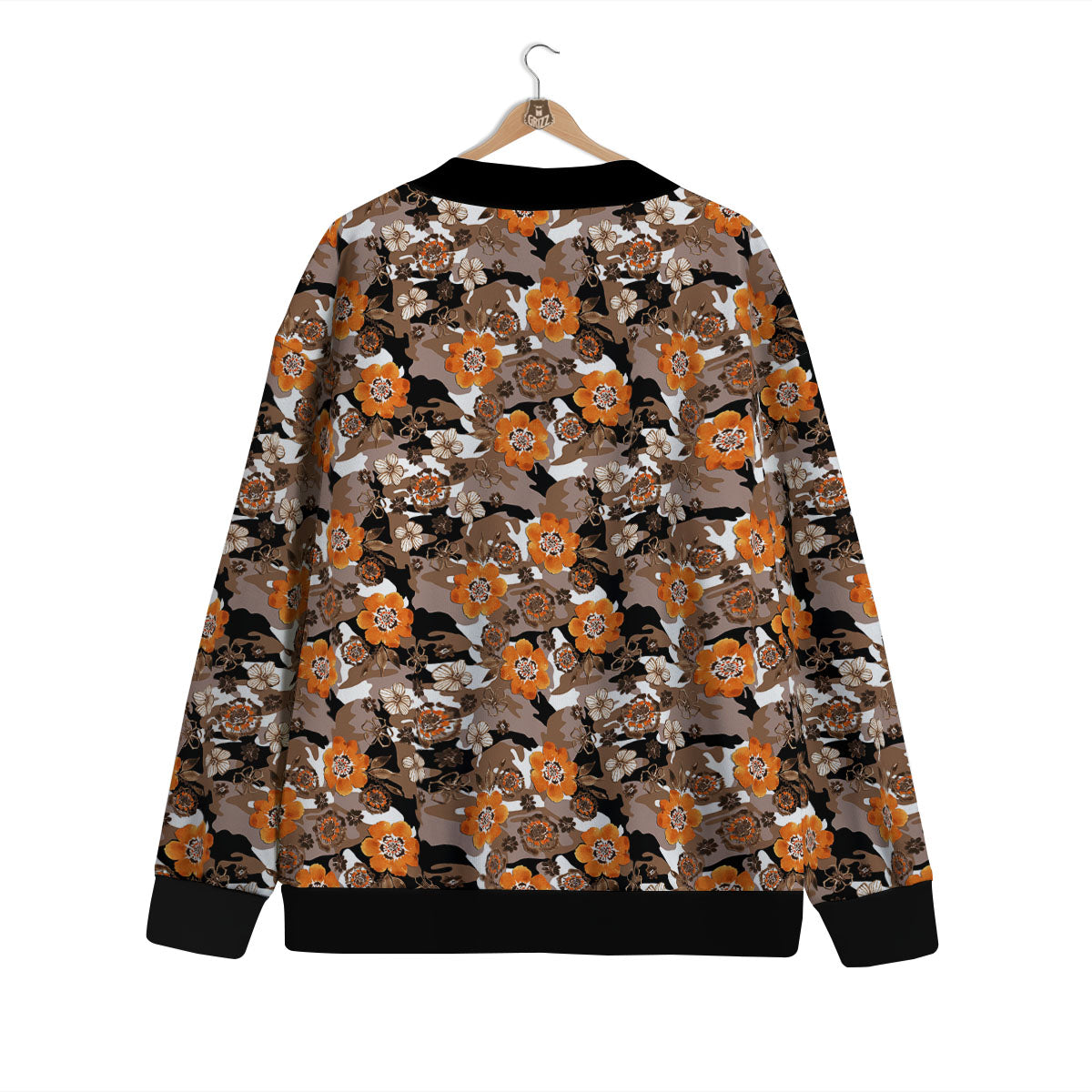 Camo Flower Brown Hawaiian Print Pattern Cardigan-grizzshop