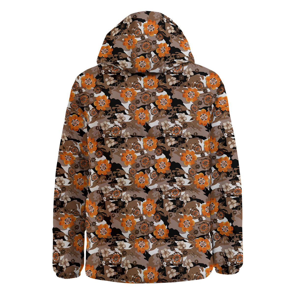 Camo Flower Brown Hawaiian Print Pattern Down Jacket-grizzshop