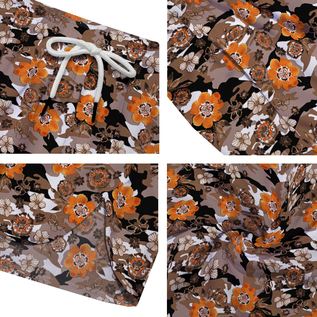Camo Flower Brown Hawaiian Print Pattern Men's Running Shorts-grizzshop