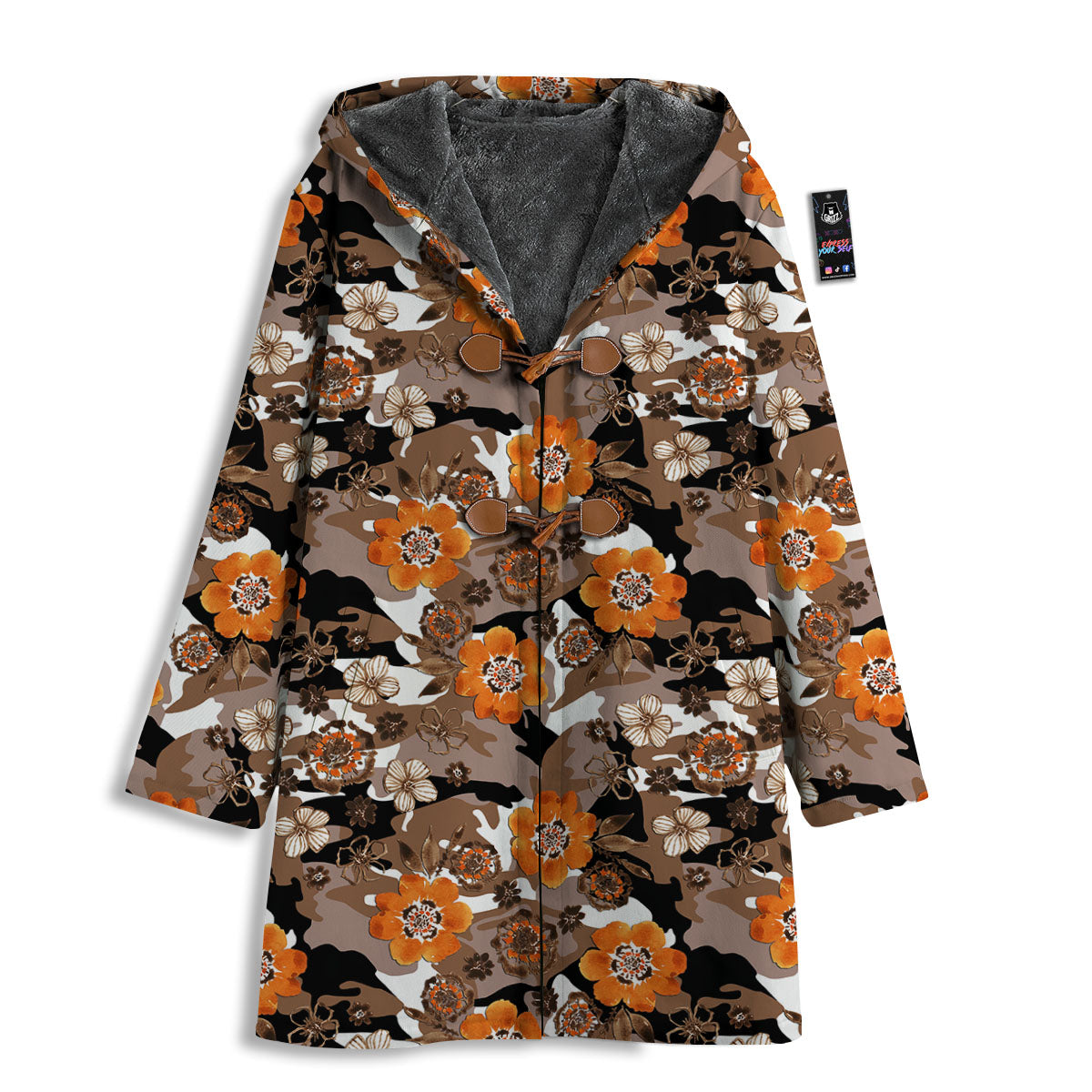 Camo Flower Brown Hawaiian Print Pattern Men's Windbreaker Jacket-grizzshop