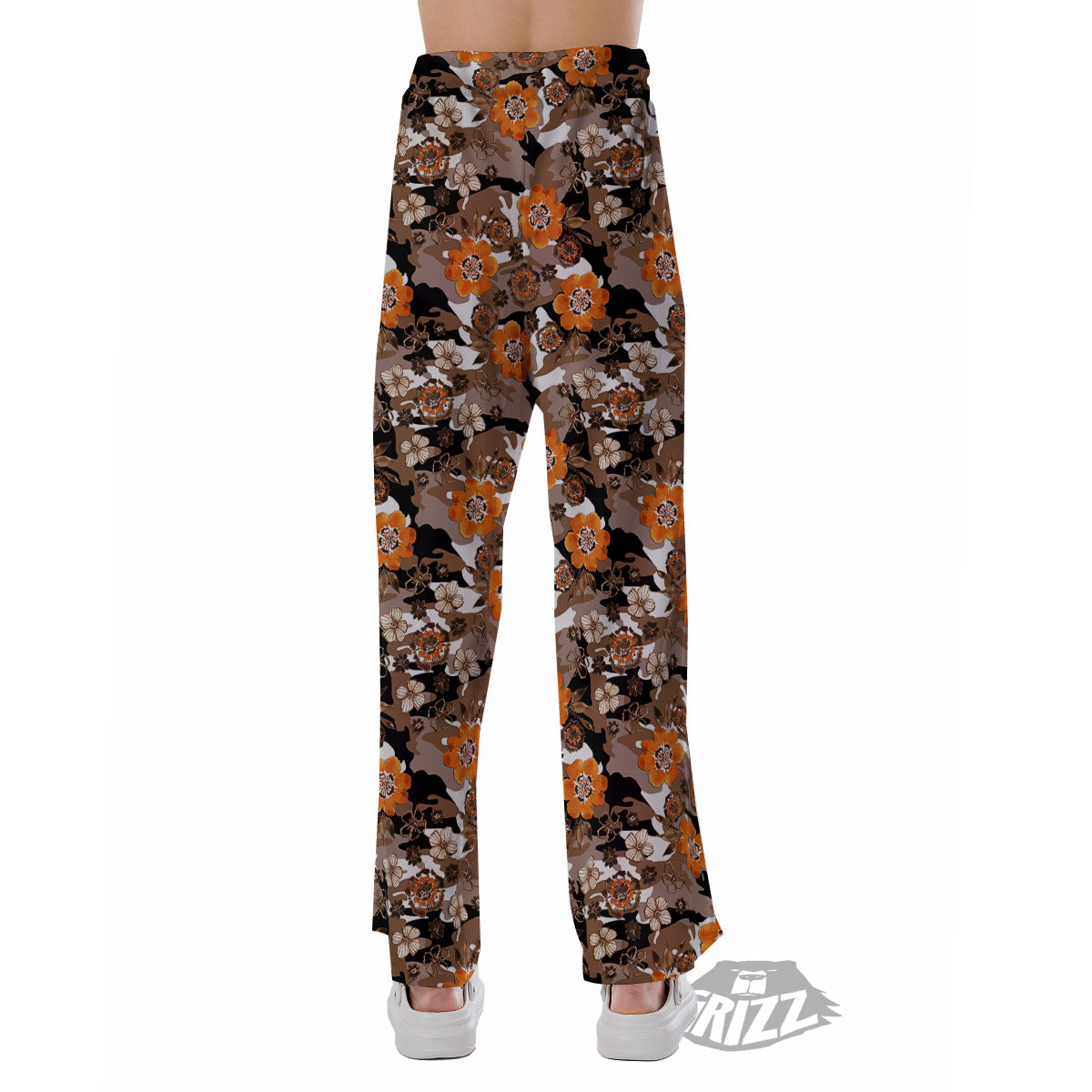 Camo Flower Brown Hawaiian Print Pattern Pajama Pants-grizzshop