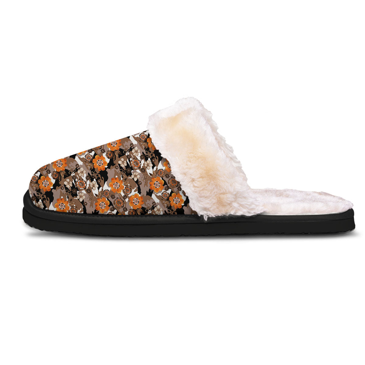 Camo Flower Brown Hawaiian Print Pattern Slippers-grizzshop
