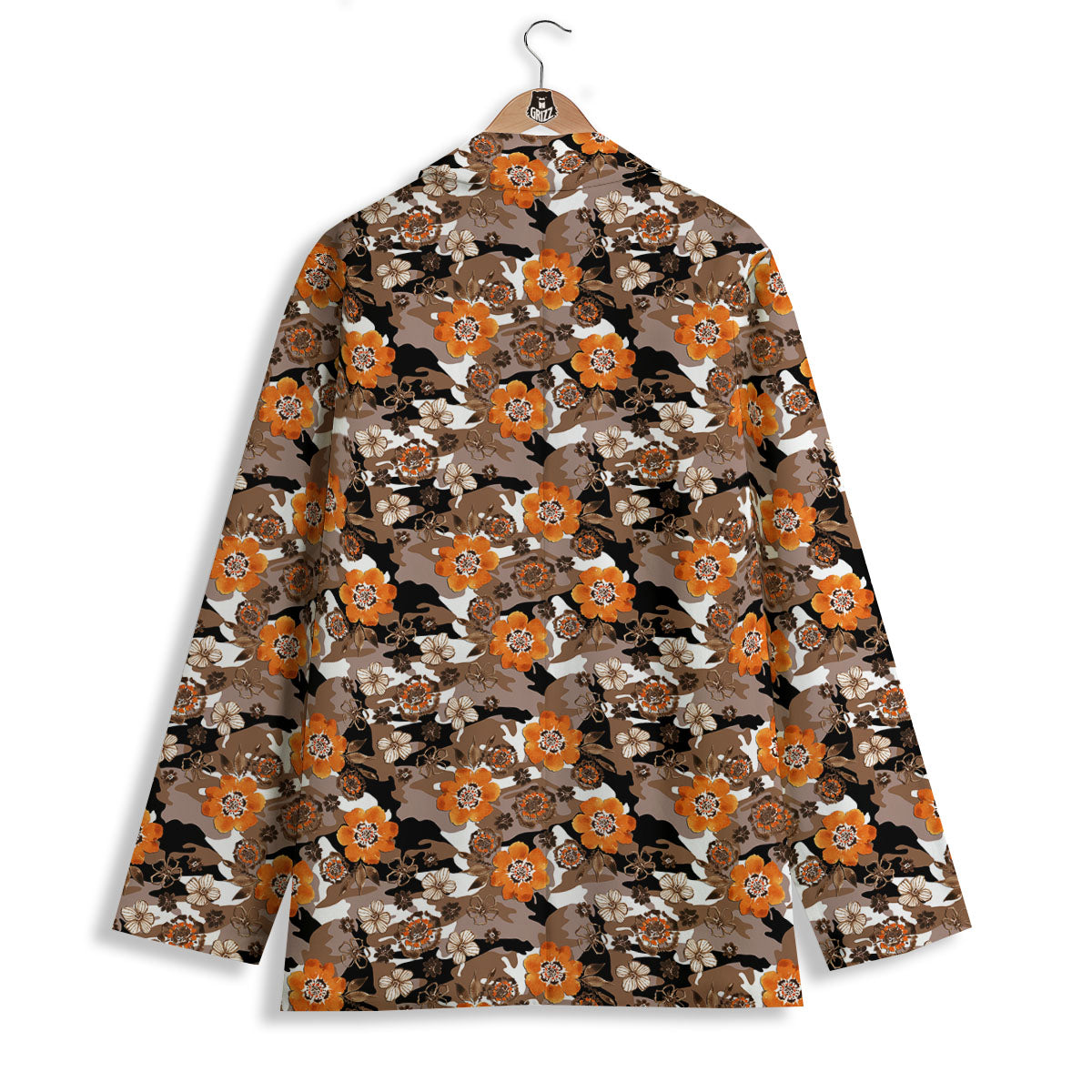 Camo Flower Brown Hawaiian Print Pattern Women's Blazer-grizzshop