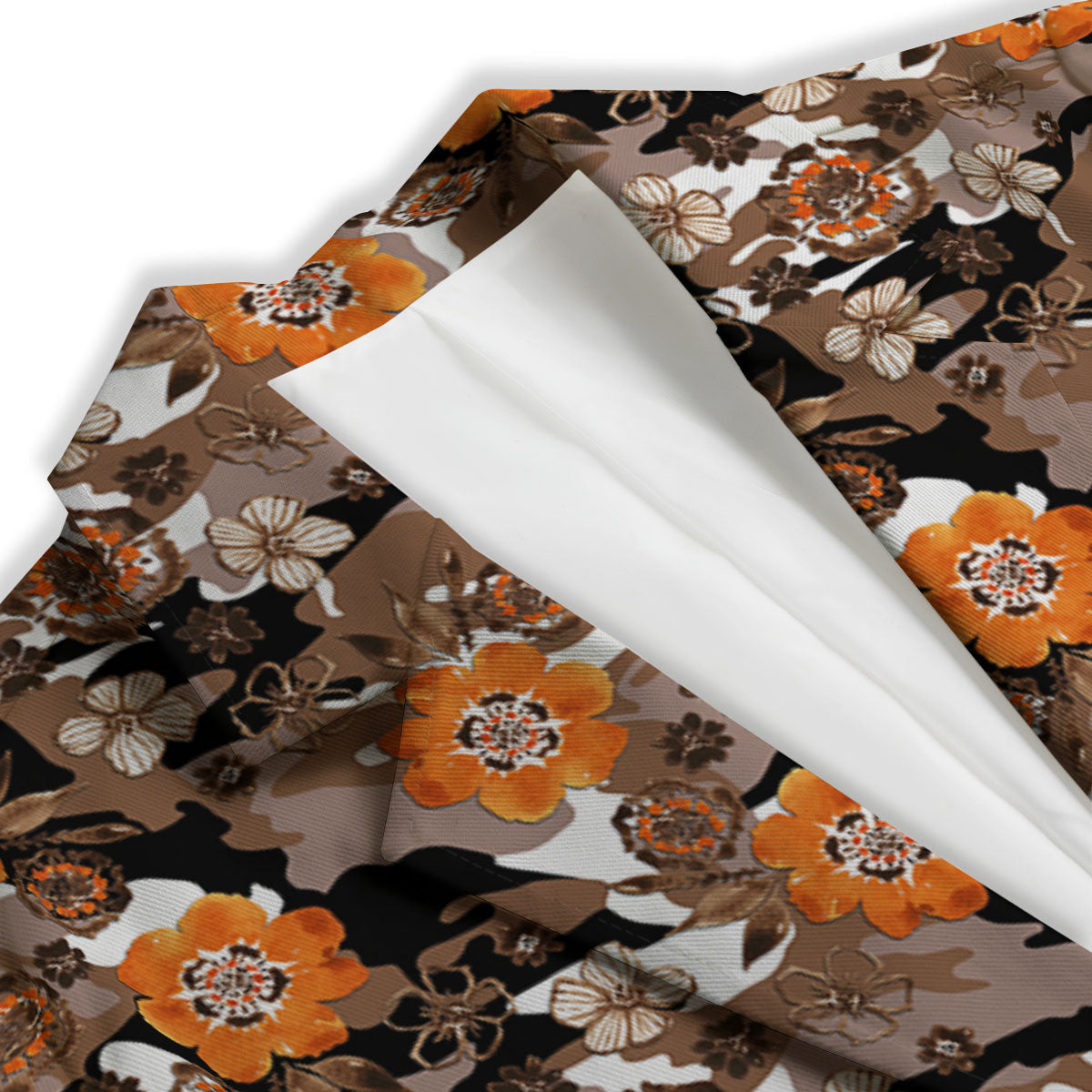 Camo Flower Brown Hawaiian Print Pattern Women's Blazer-grizzshop