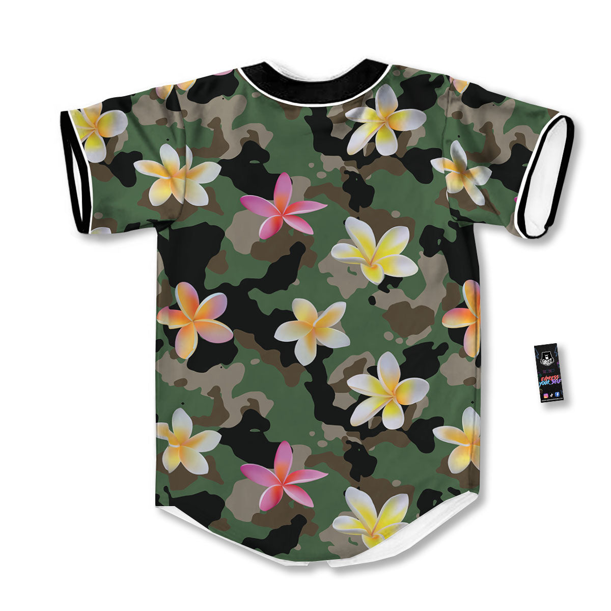 Camo Flower Military Green Print Pattern Baseball Jersey-grizzshop