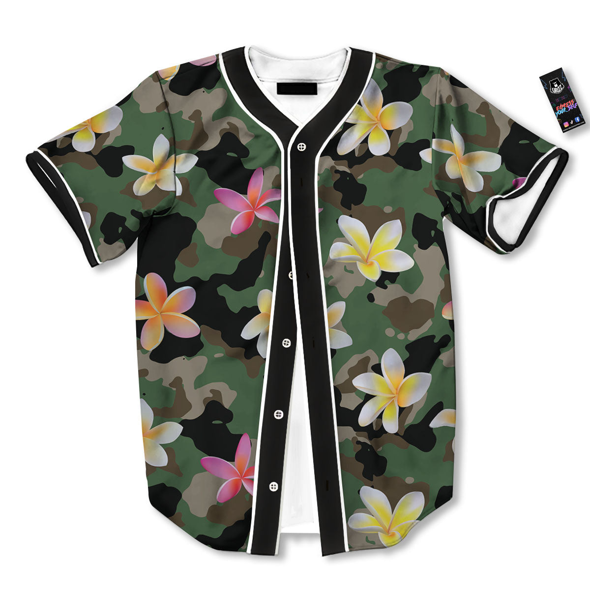 Camo Flower Military Green Print Pattern Baseball Jersey-grizzshop