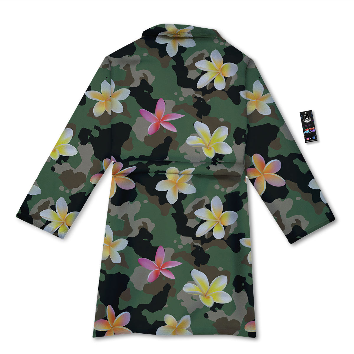 Camo Flower Military Green Print Pattern Bathrobe-grizzshop
