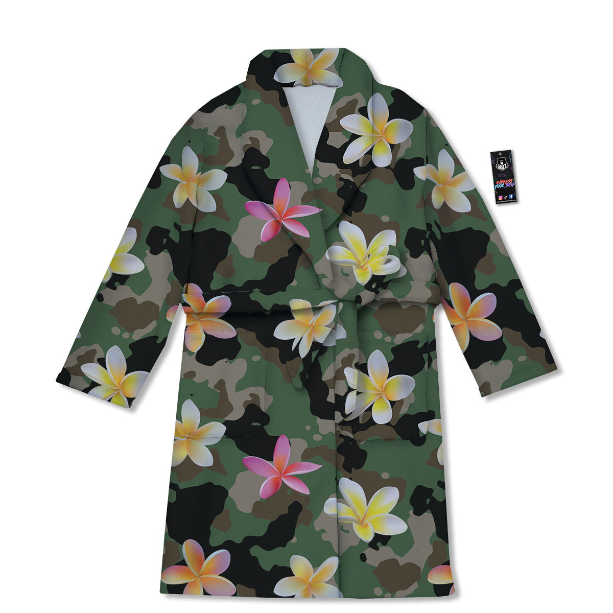 Camo Flower Military Green Print Pattern Bathrobe-grizzshop