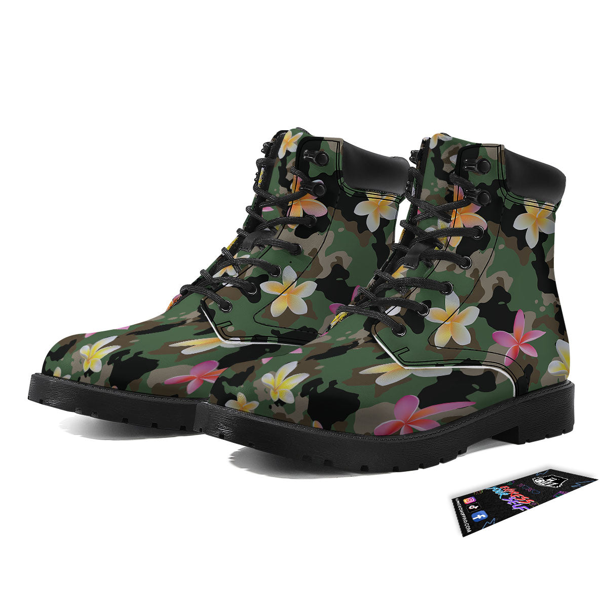 Camo Flower Military Green Print Pattern Boots-grizzshop