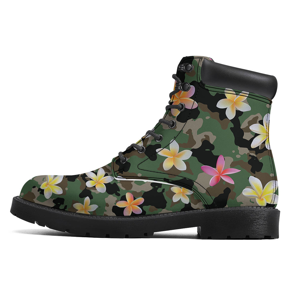 Camo Flower Military Green Print Pattern Boots-grizzshop
