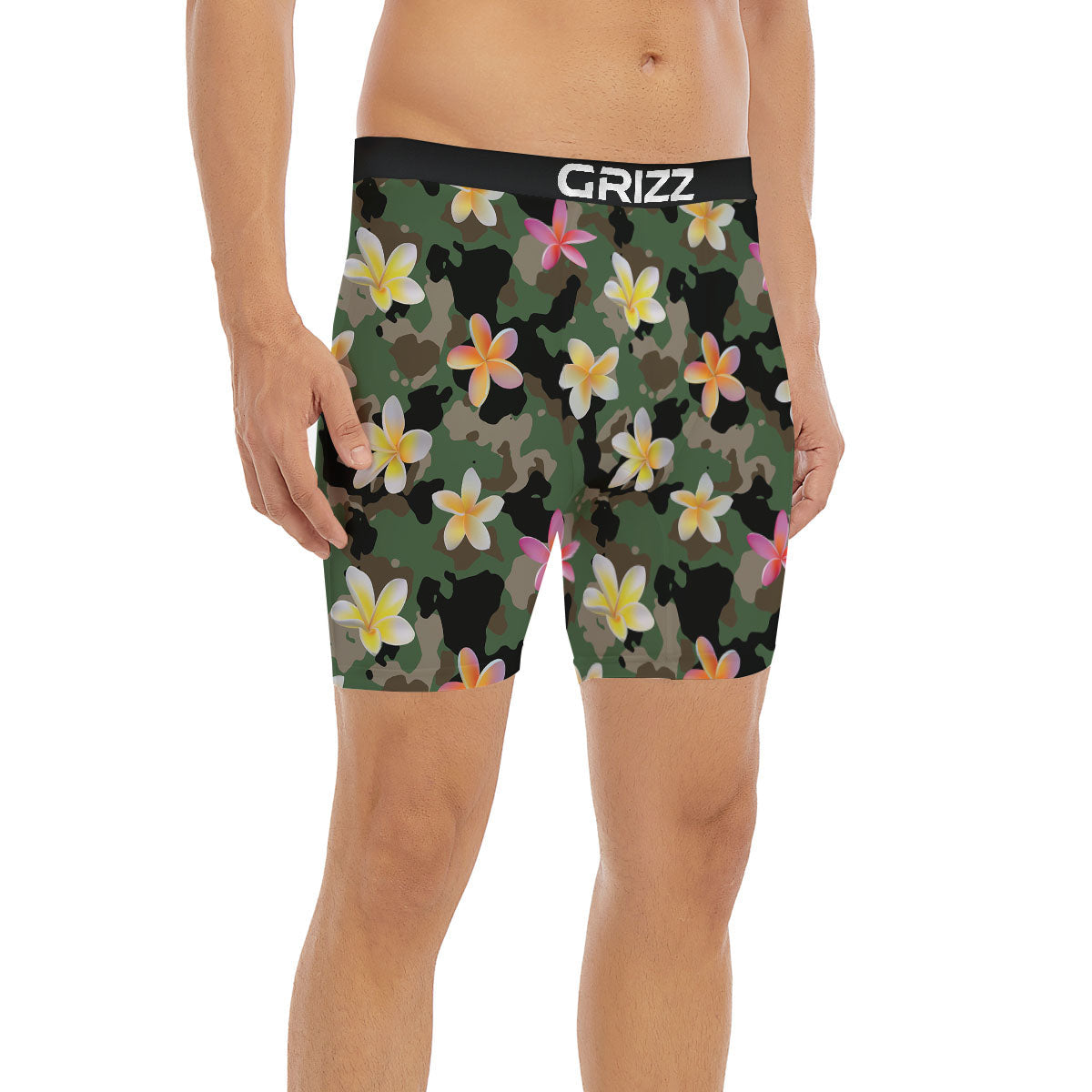 Camo Flower Military Green Print Pattern Boxer Briefs-grizzshop