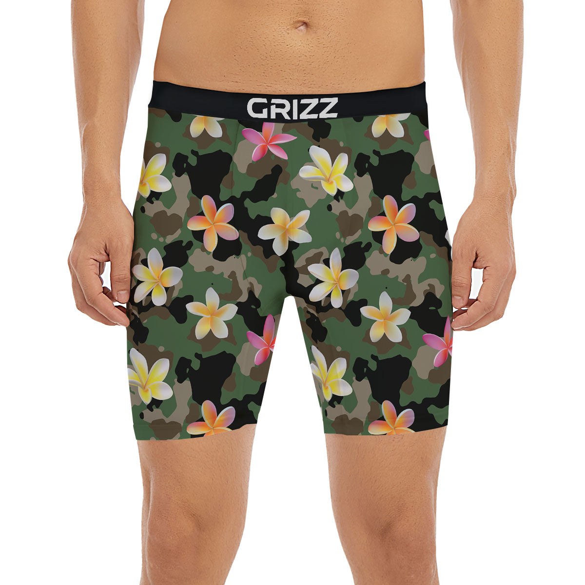 Camo Flower Military Green Print Pattern Boxer Briefs-grizzshop