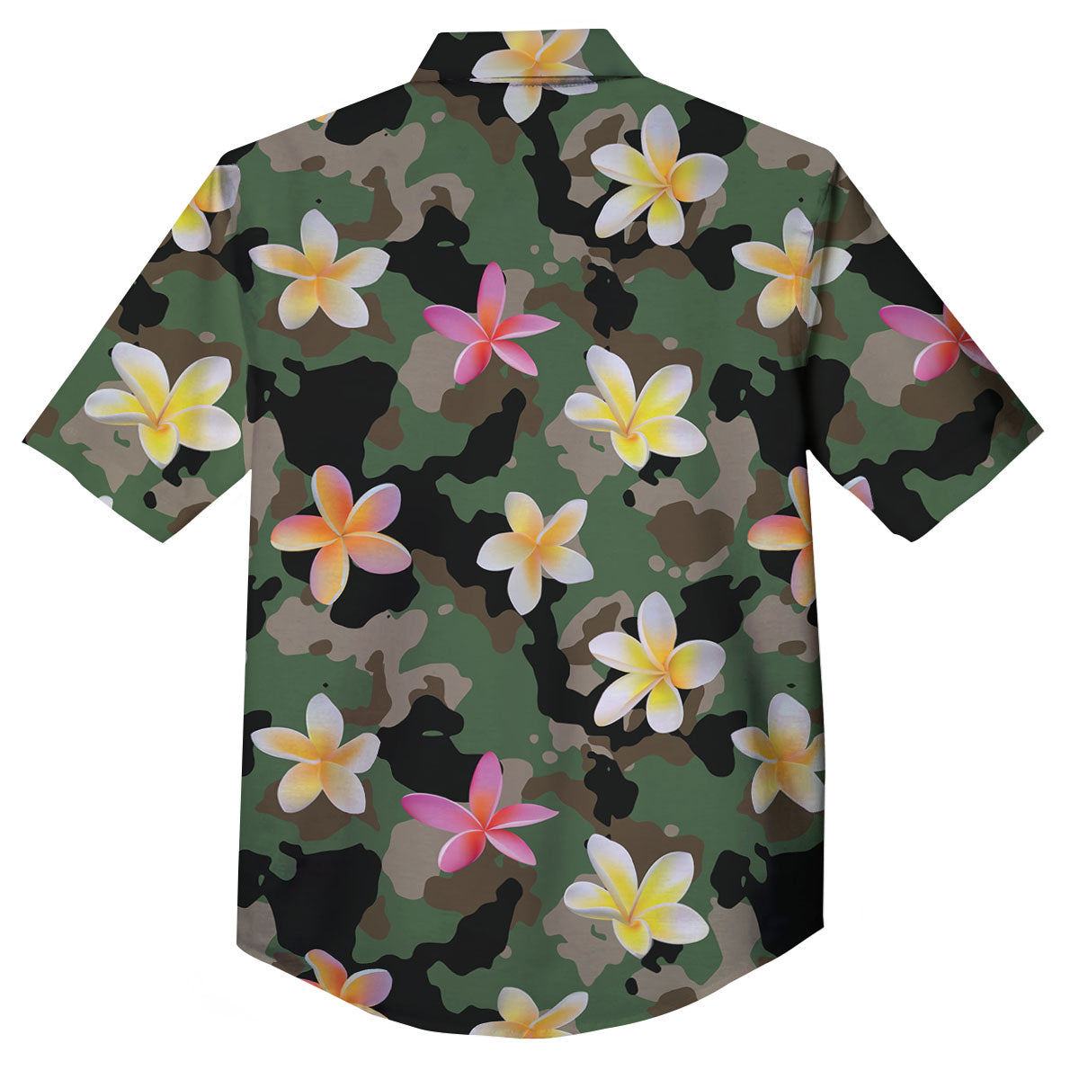 Camo Flower Military Green Print Pattern Button Up Shirt-grizzshop
