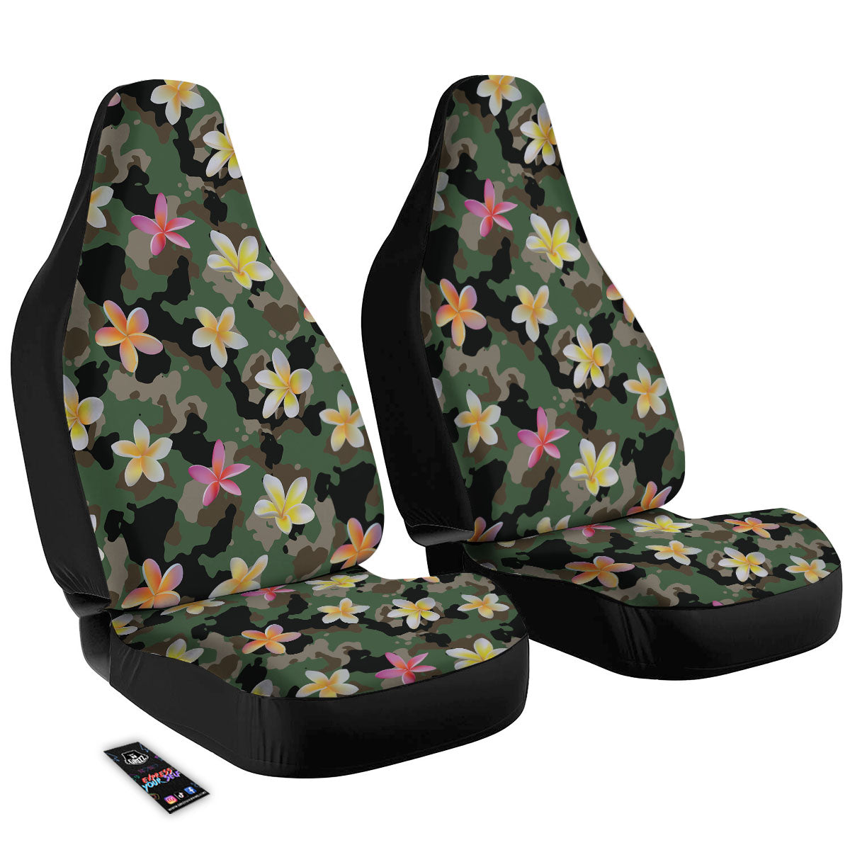 Camo Flower Military Green Print Pattern Car Seat Covers-grizzshop
