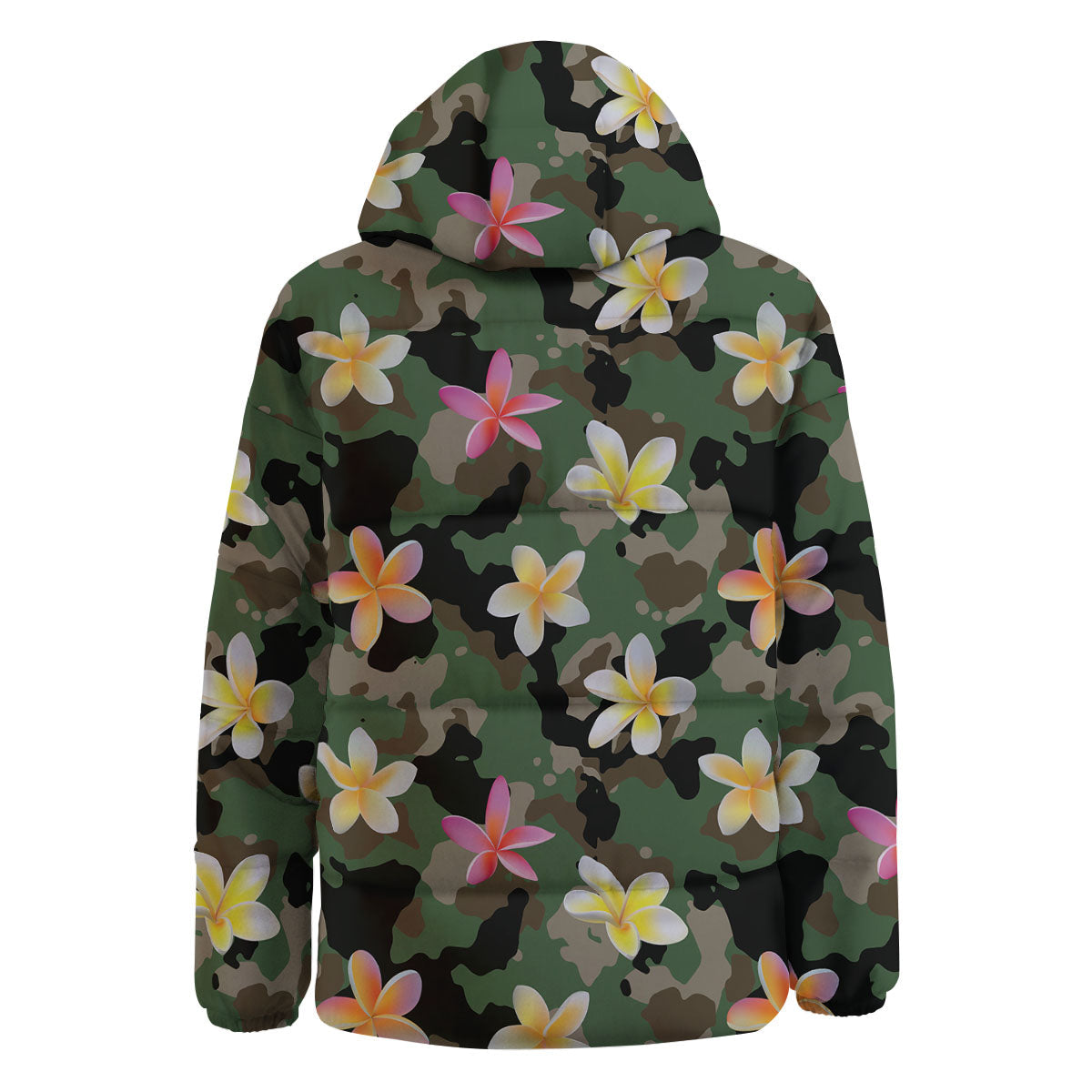 Camo Flower Military Green Print Pattern Down Jacket-grizzshop