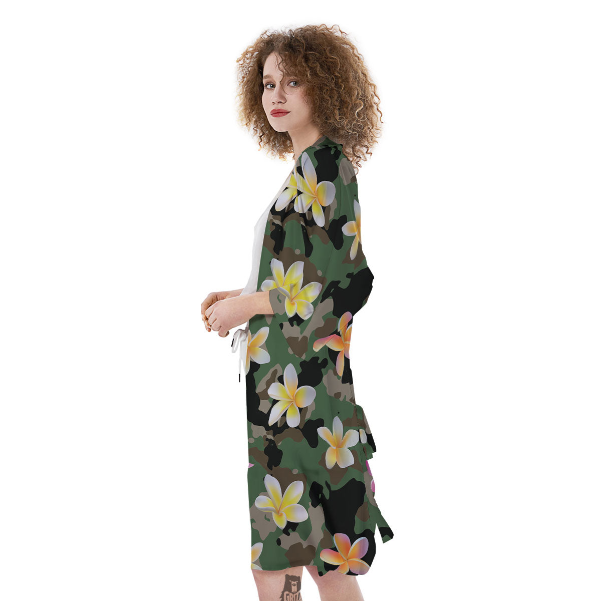 Camo Flower Military Green Print Pattern Kimono-grizzshop