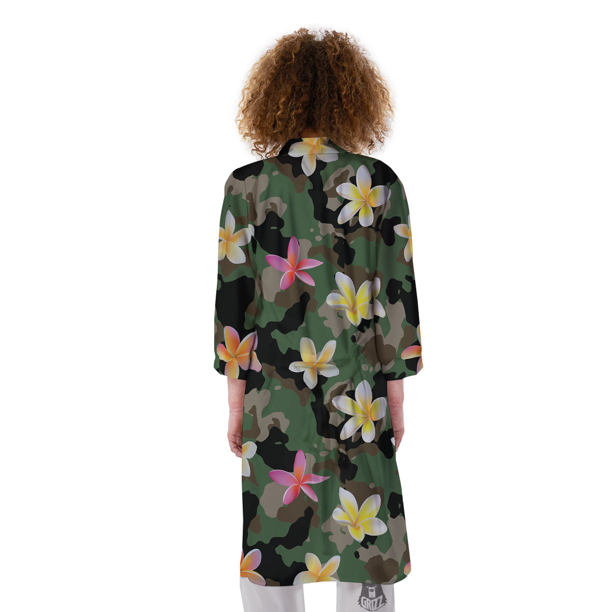 Camo Flower Military Green Print Pattern Kimono-grizzshop