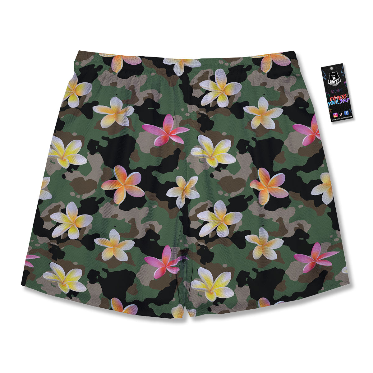 Camo Flower Military Green Print Pattern Men's Running Shorts-grizzshop