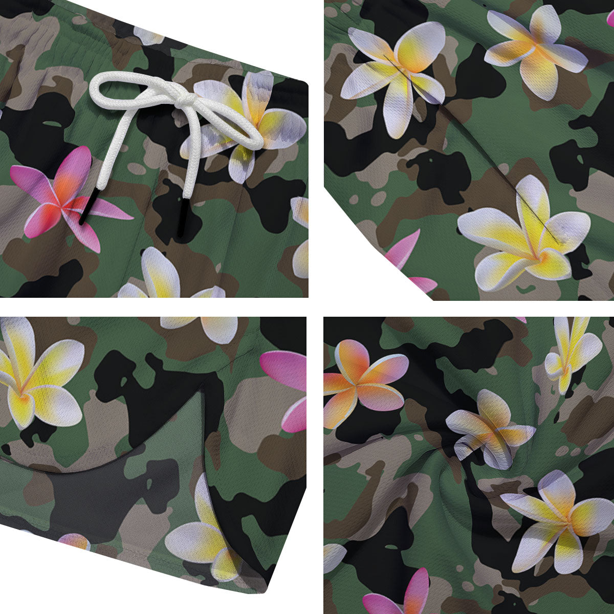 Camo Flower Military Green Print Pattern Men's Running Shorts-grizzshop