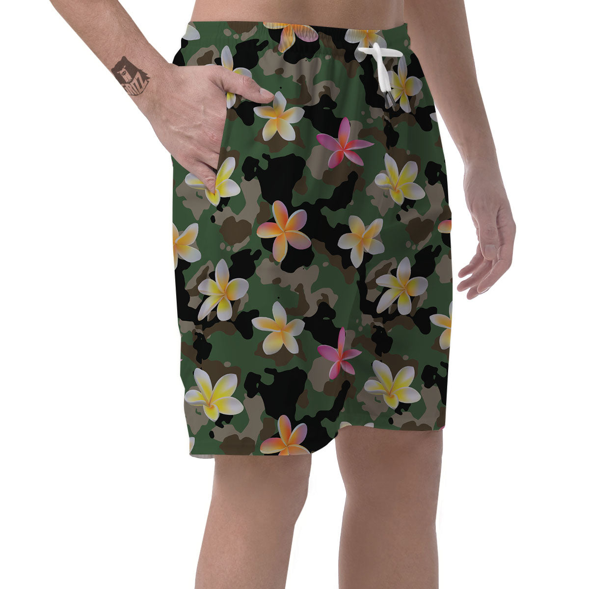 Camo Flower Military Green Print Pattern Men's Shorts-grizzshop