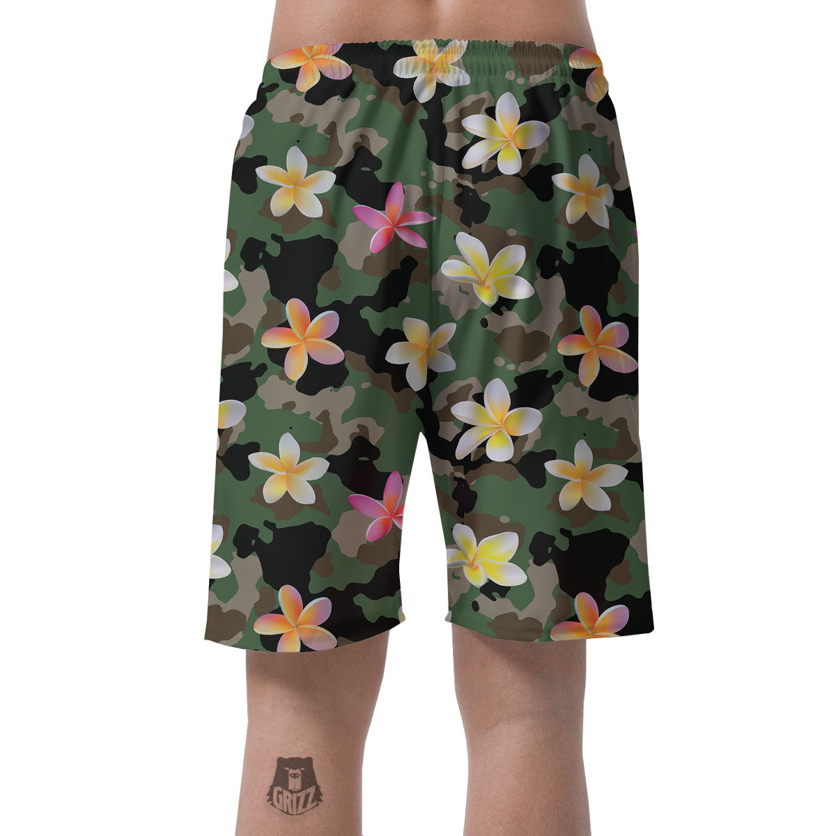 Camo Flower Military Green Print Pattern Men's Shorts-grizzshop