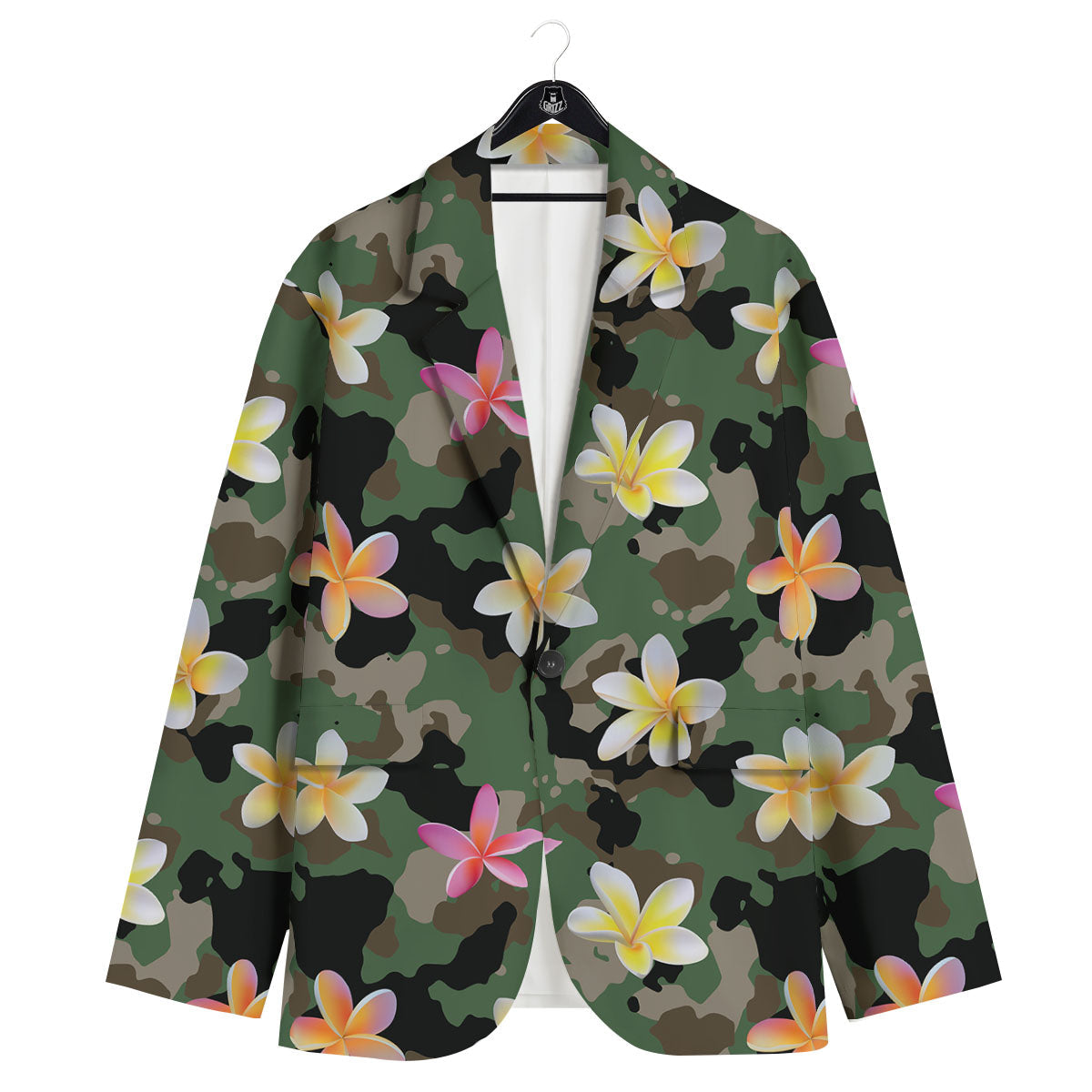 Camo Flower Military Green Print Pattern Men's Sport Coat-grizzshop