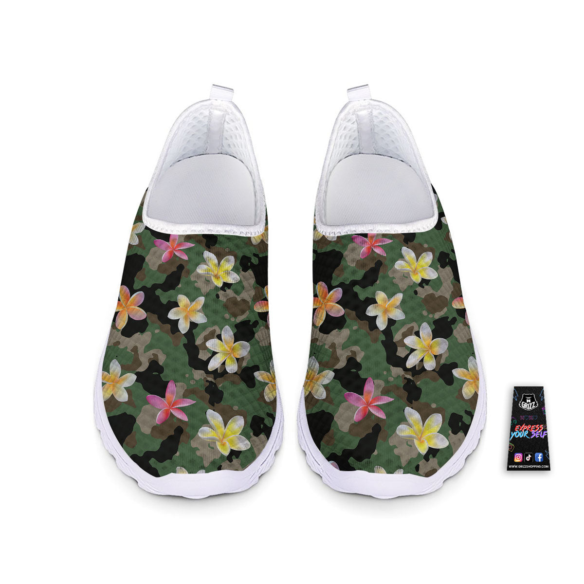 Camo Flower Military Green Print Pattern Nurse Shoes-grizzshop