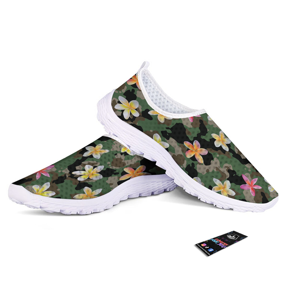 Camo Flower Military Green Print Pattern Nurse Shoes-grizzshop