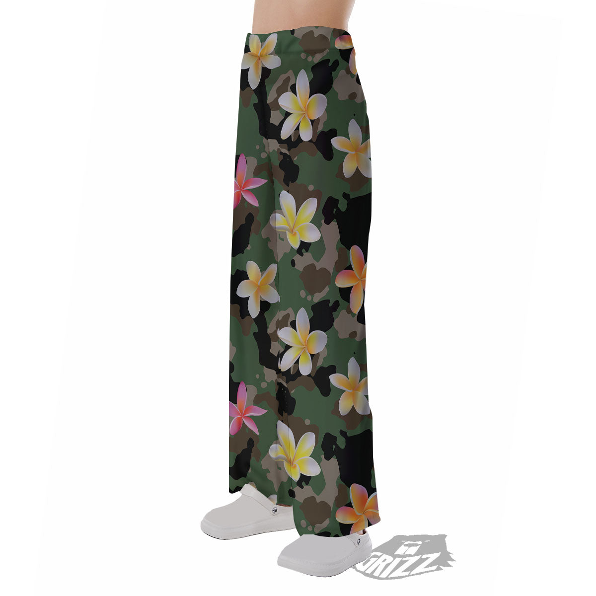 Camo Flower Military Green Print Pattern Pajama Pants-grizzshop