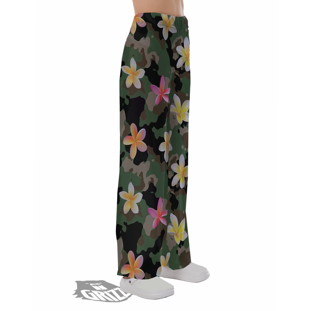 Camo Flower Military Green Print Pattern Pajama Pants-grizzshop