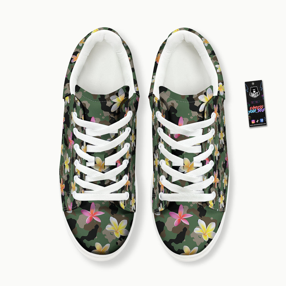 Camo Flower Military Green Print Pattern Platform Shoes-grizzshop