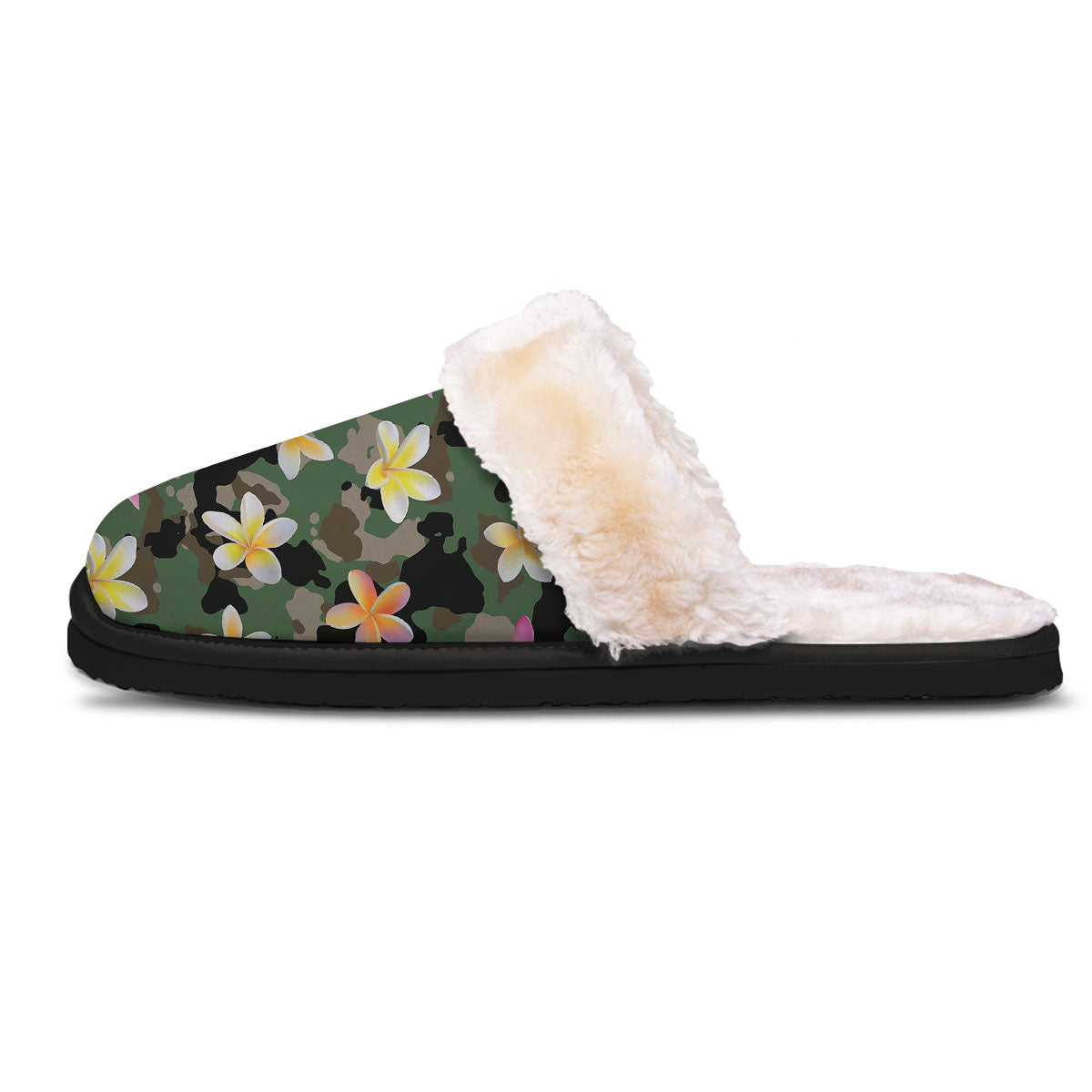 Camo Flower Military Green Print Pattern Slippers-grizzshop