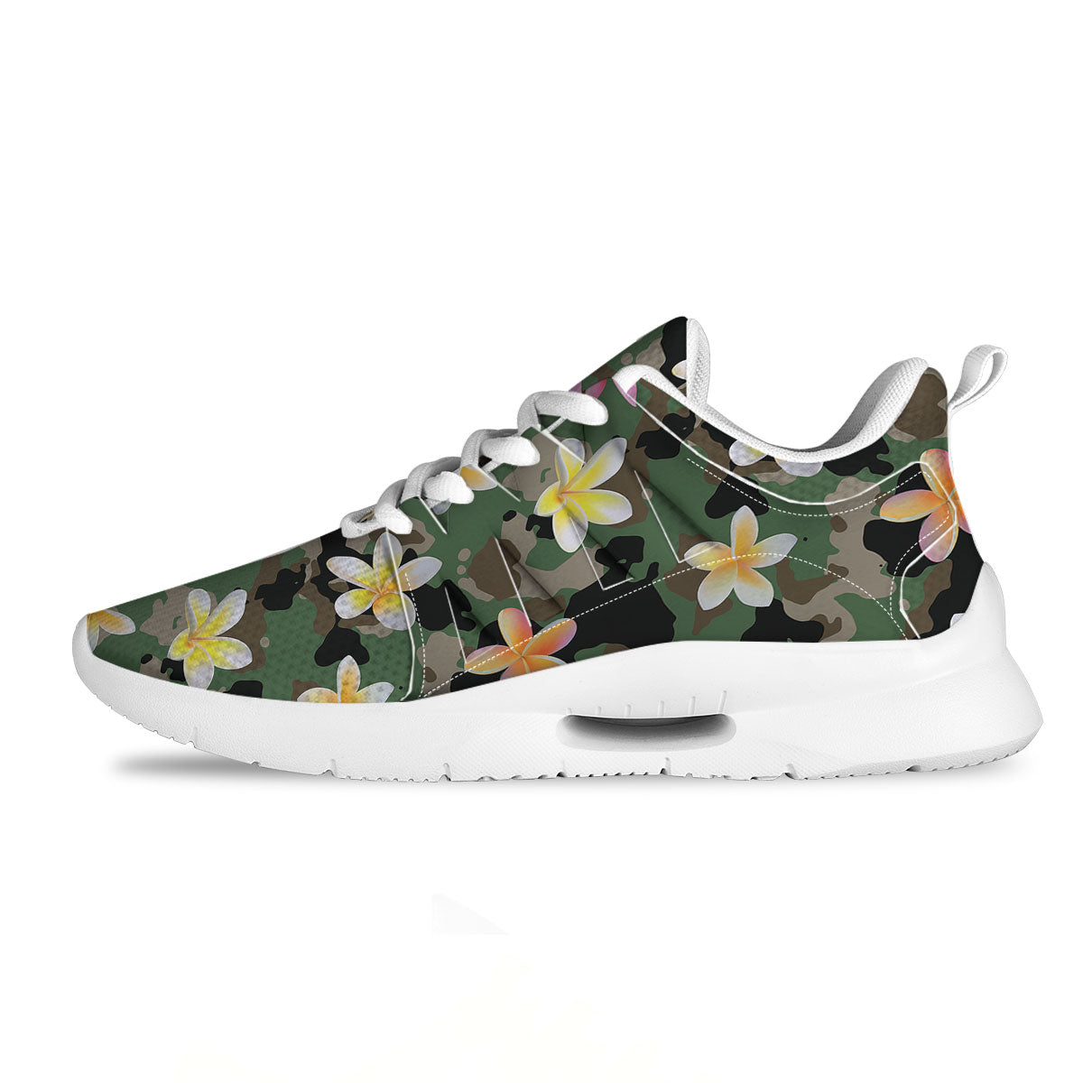 Camo Flower Military Green Print Pattern Tennis Shoes-grizzshop