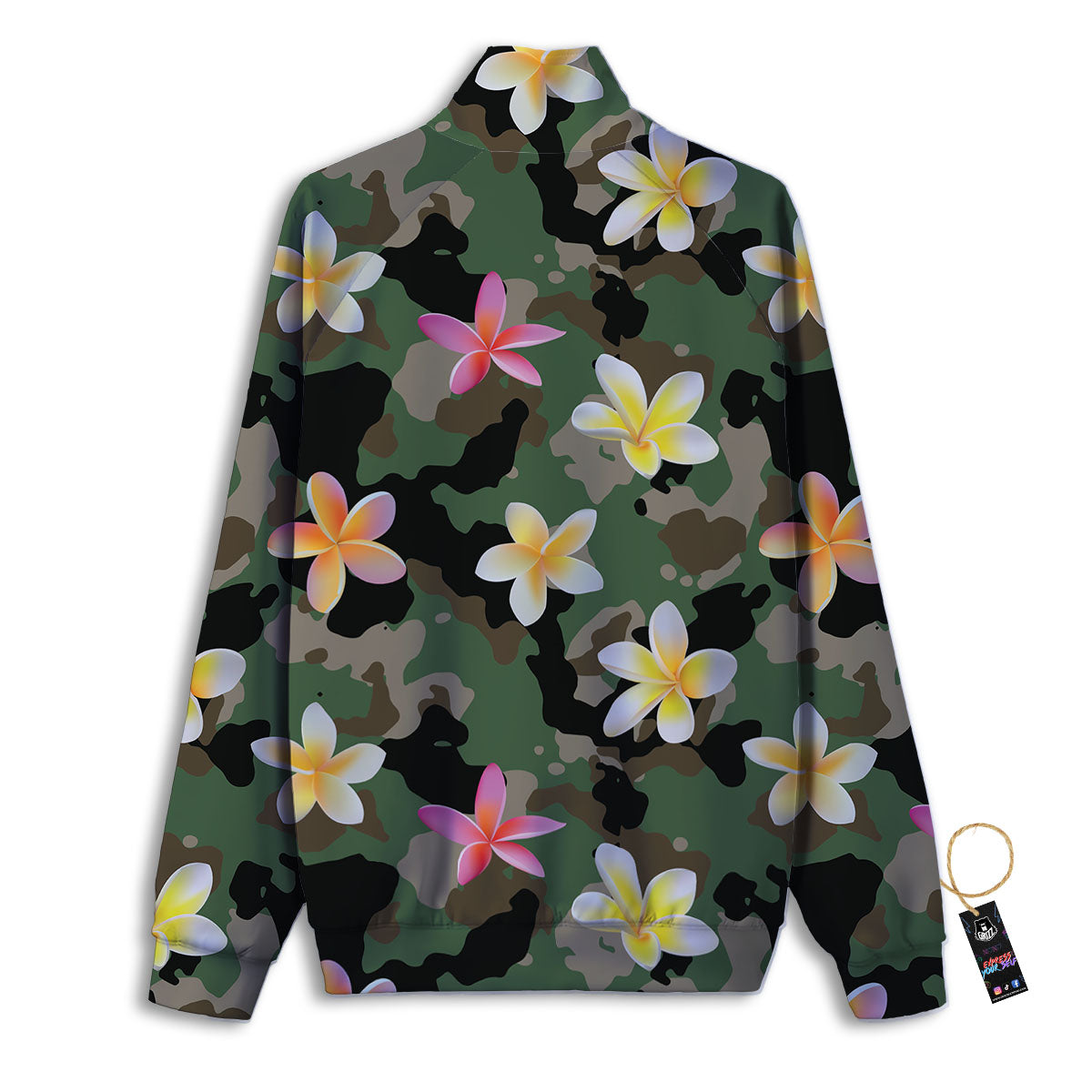 Camo Flower Military Green Print Pattern Track Jacket-grizzshop