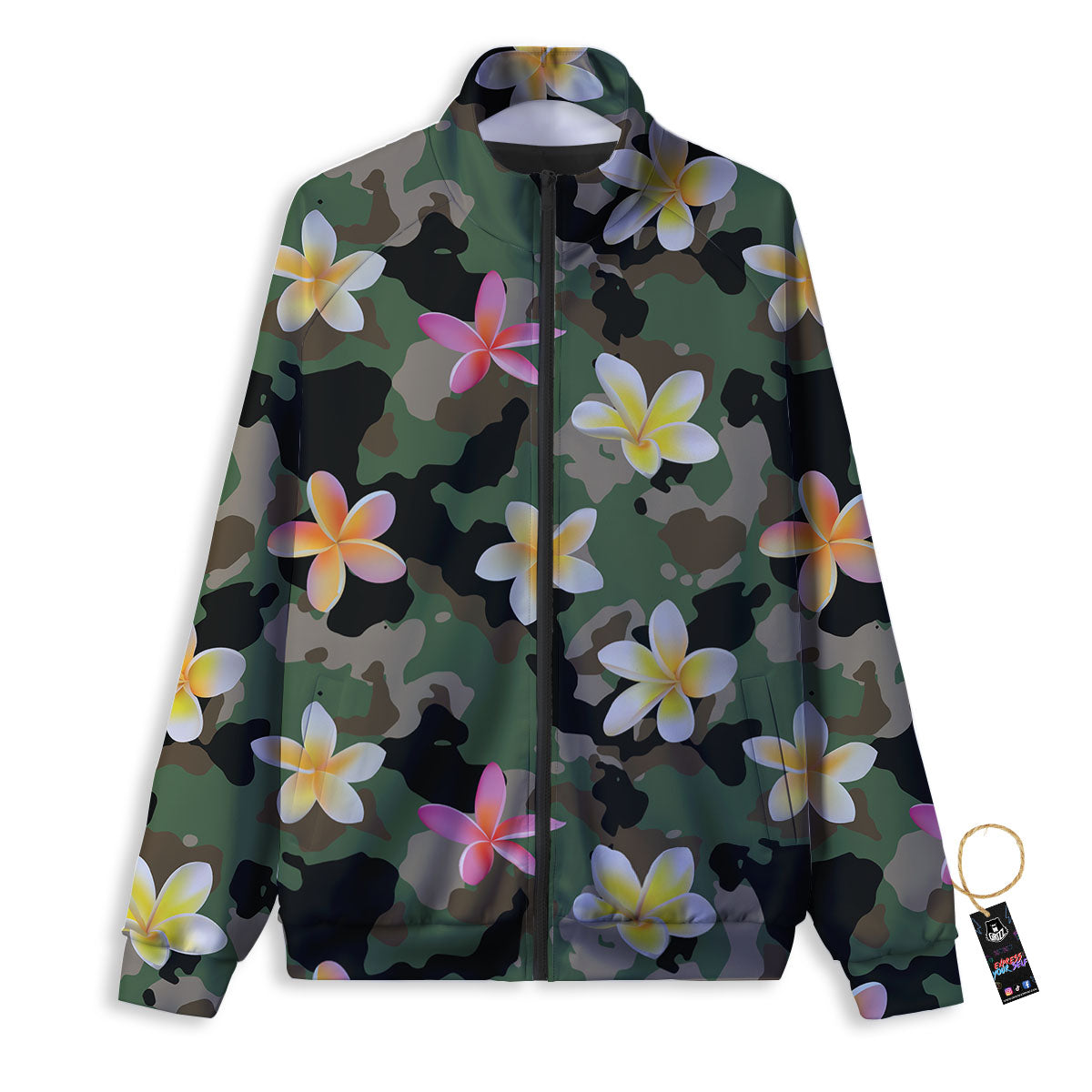Camo Flower Military Green Print Pattern Track Jacket-grizzshop